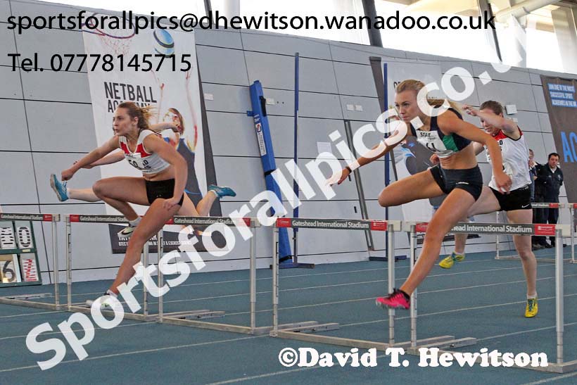 Women's 60 metres hurdles, NECAA Championships and Open Indoor Pentathlon, Gateshead College Academy of Sport. Photo: David T. Hewitson/Sports for All Pics
